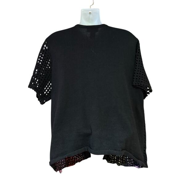 Hampshire Studio SeaLife Colorful Embroidered Black OpenFront Cardigan Womens XL - Picture 2 of 12